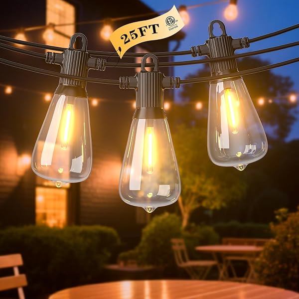 FOOMAN Outdoor String Lights, IP65 Waterproof Commercial Grade Patio Lights with 1W Edison Shatterproof Bulbs, LED Strin