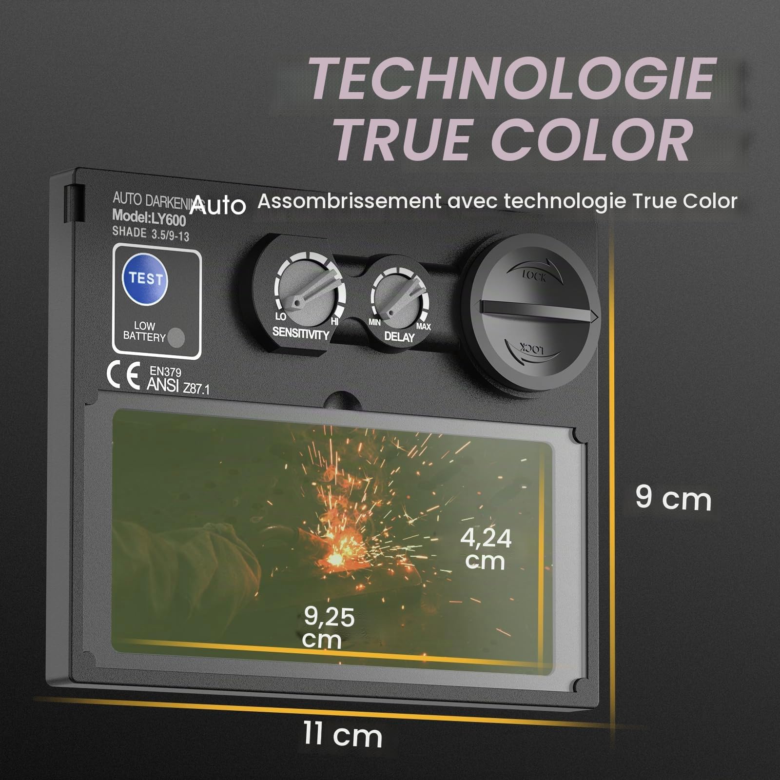 TOOLIOM Casque de soudage à Couleur véritable Masque de soudage Auto-obscurcissant avec Une Gamme d'ombres de 9-13 Capuchon de soudage à Alimentation Solaire Style crâne Flamboyant pour TIG MIG Arc