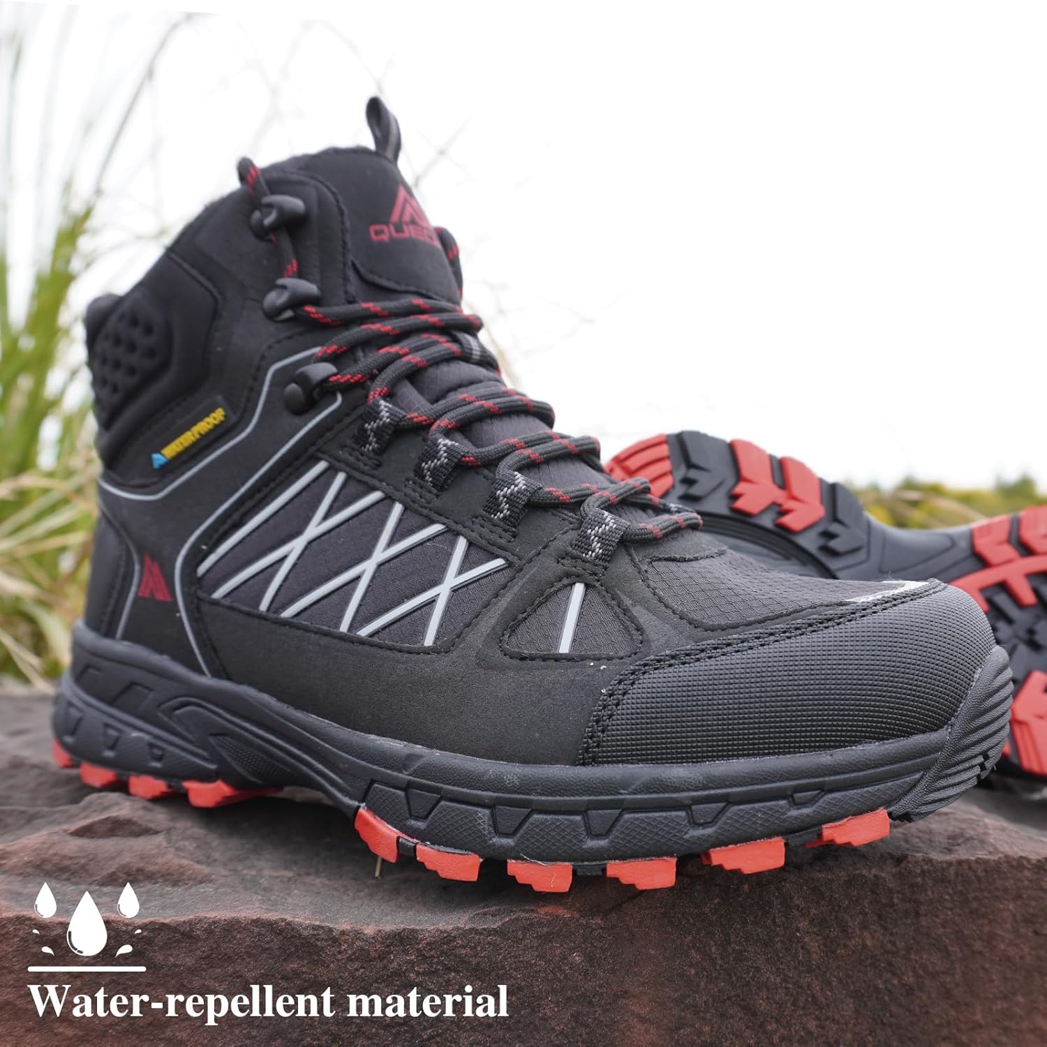 Queday Waterproof Hiking Boots Mens Lightweight Walking Shoes Daily Hike Trekking Trail Outdoor Camping Climbing - Image 4