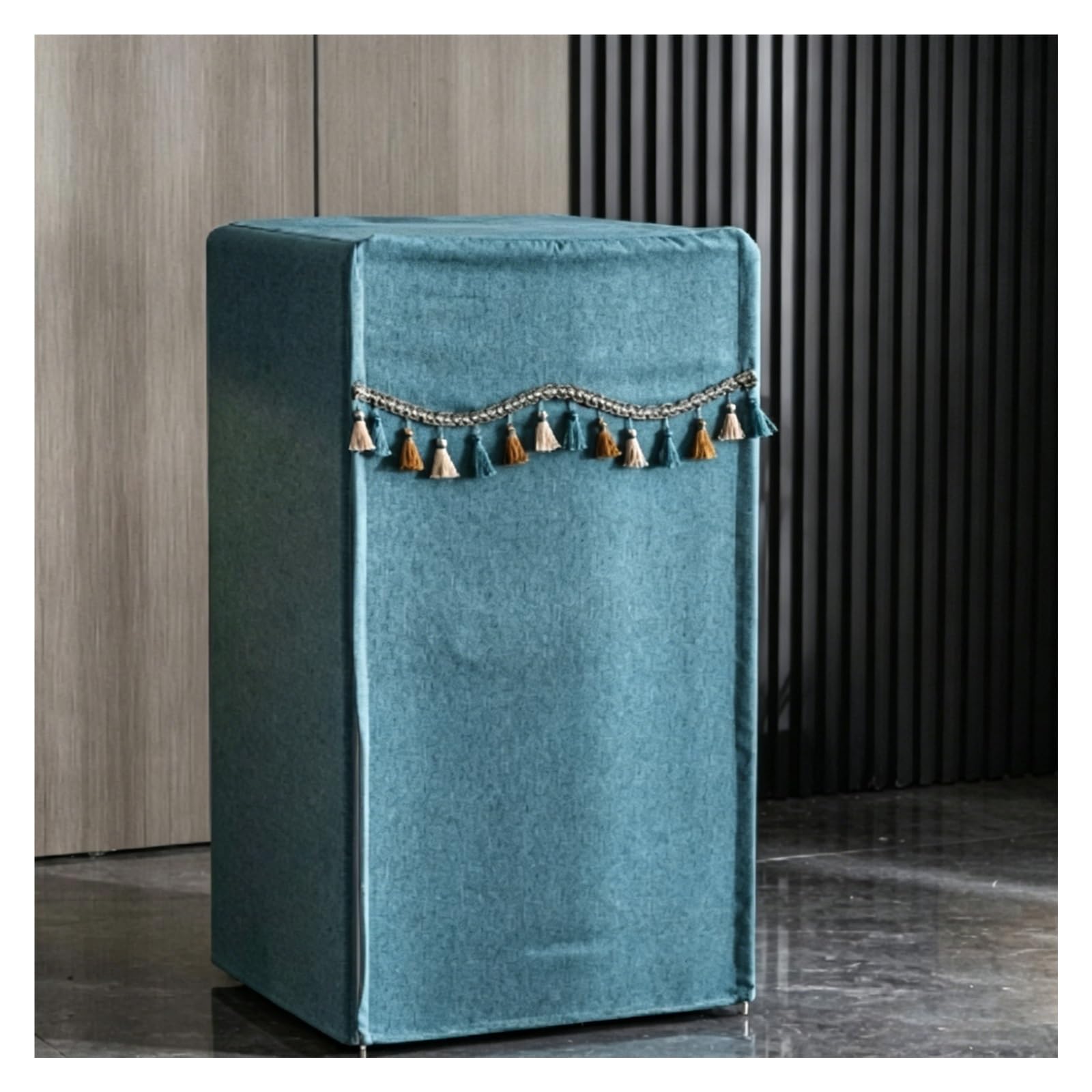 CHZDPP Custom Safe Cover Disguise with Double Zip, Washable Home Safe Covers for Washing Machine/Stereo/Freezers, Chenille Fabric Safety Cover with Tassel(Indigo,60x45x90 cm/24"x18"x35")