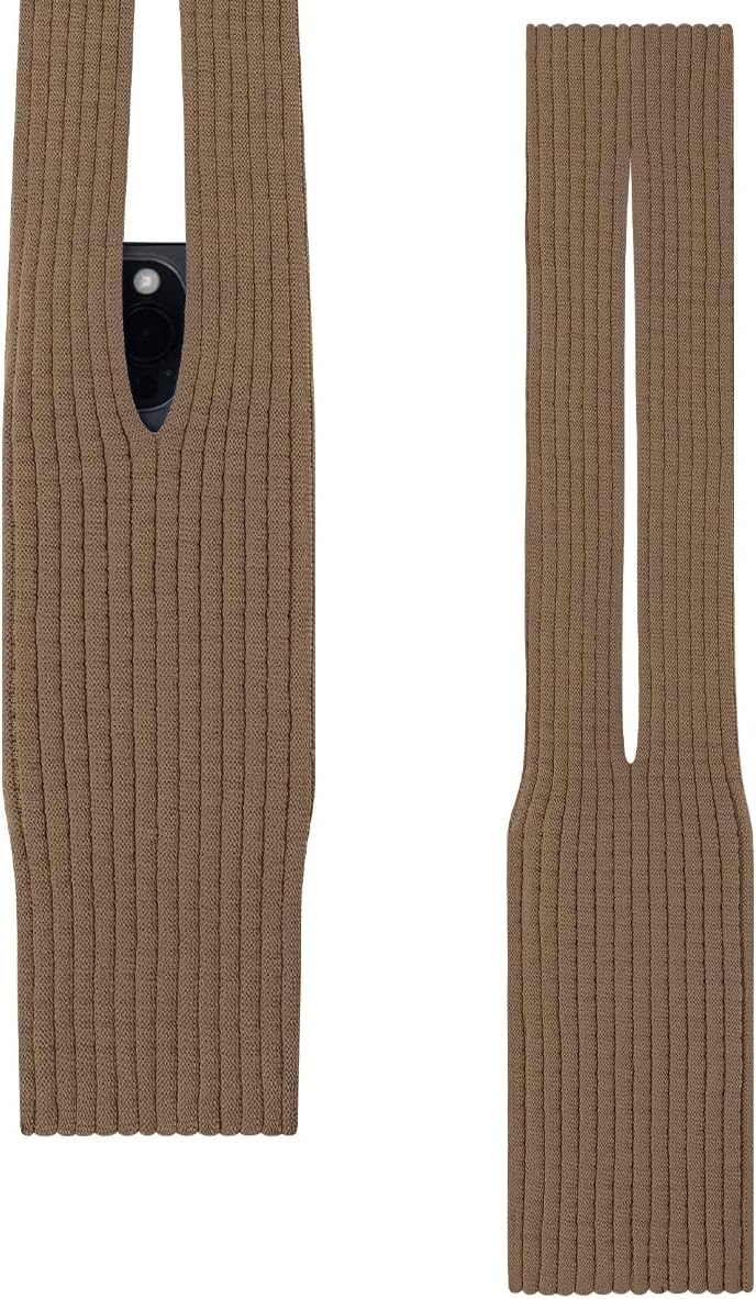 SOPROM 3D Knitted Phone Pocket, Adaptable Portable Expandable Knit Pouch Sleeves, Crossbody, Handheld, and Other Carrying Styles-Short (40cm)-Black