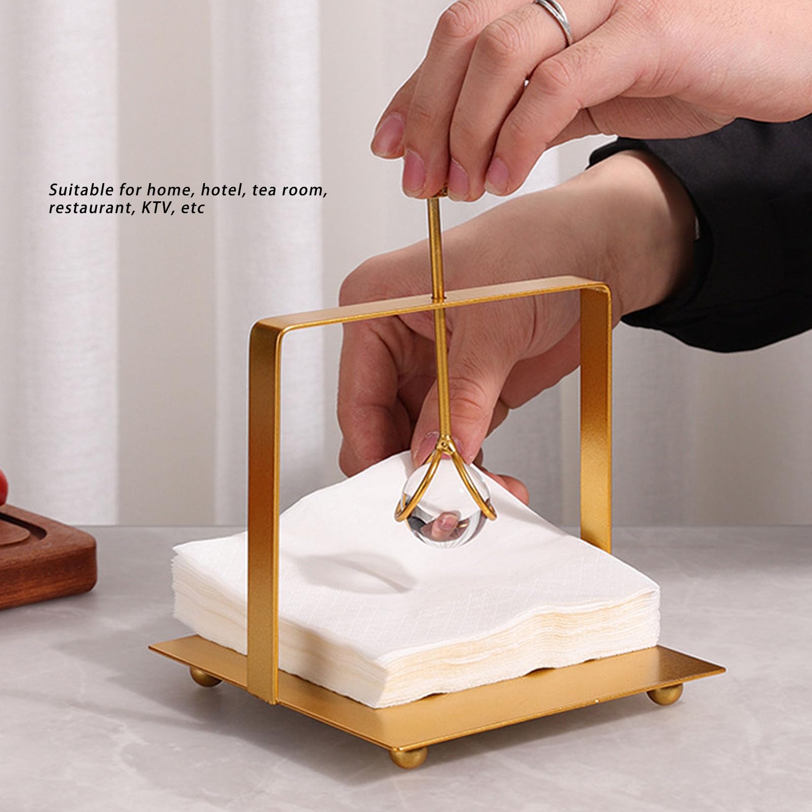 Servilletero de mesa, elegante servilletero de papel, versátil para hotel y cocina (dorado)