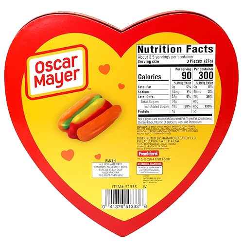 Miniatura 2 de Oscar Mayer - Caja de corazón con caramelos de gomitas y juguete de peluche, relleno de cesta de Pascua o regalo de caza de huevos, por Frankford