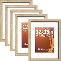Vista 153 de VCK Paquete de 2 portarretratos de 8 x 10 pulgadas, roble natural, madera de alta gama con vidrio templado, para fotos de 5 x 7 pulgadas
