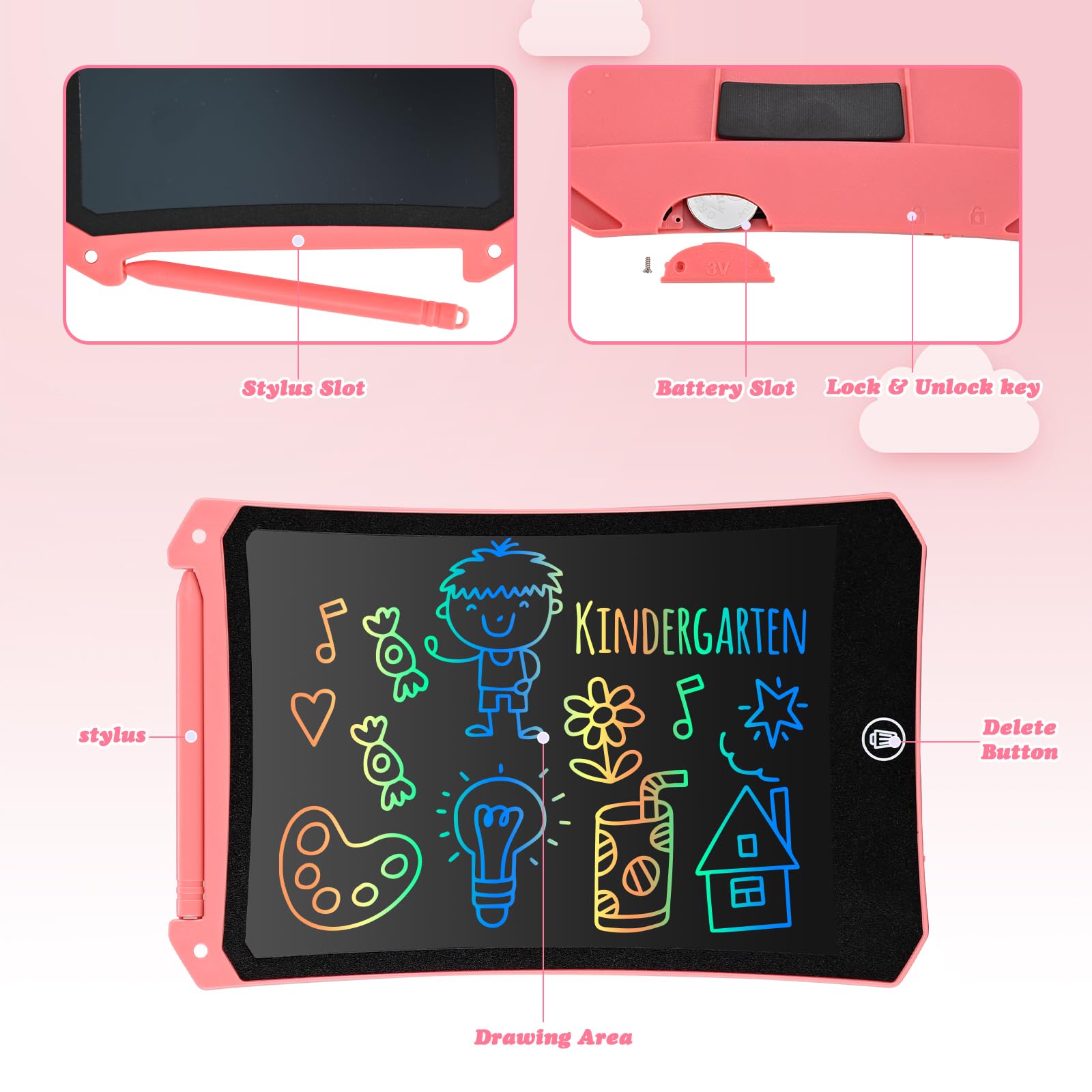 Lavagna per Bambini 8,5 Pollici,cimetech Tavoletta Grafica LCD Scrittura Colorato Elettronica Lavagnetta Cancellabile Giochi Bambini 2 3 4 5 6 7 8 anni Regalo Natale Giocattolo per Bambina Bambino