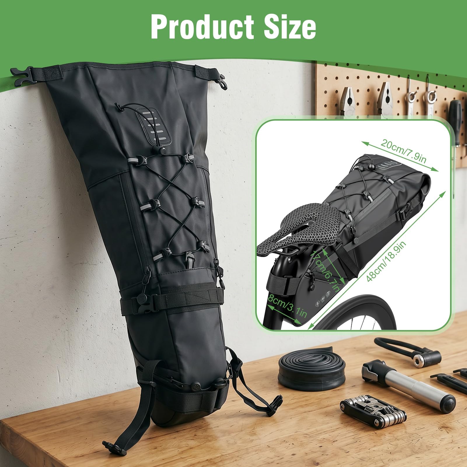 Gugxiom Borsa da sella da 12 l, impermeabile, tenuta super salda