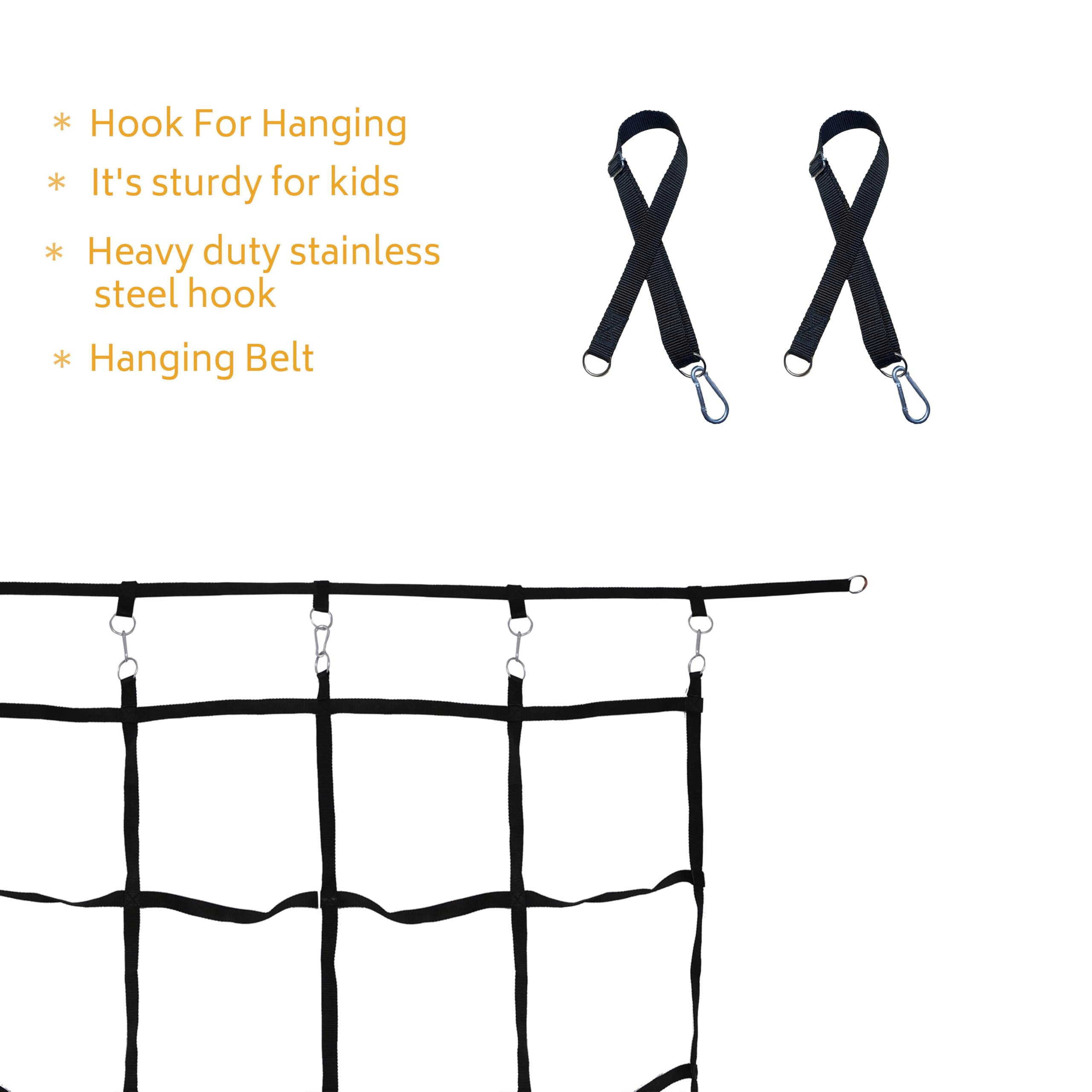 VIXERA Climbing Cargo Net, Ninja Warrior Obstacle Course for Kids, Rope Net Ladder Monkey Bars for Rock Wall Jungle Gyms Playground Ribbon Training for Indoor and Outdoor Swing Set Tree House(5 Strip) - Image 4 thumbnail