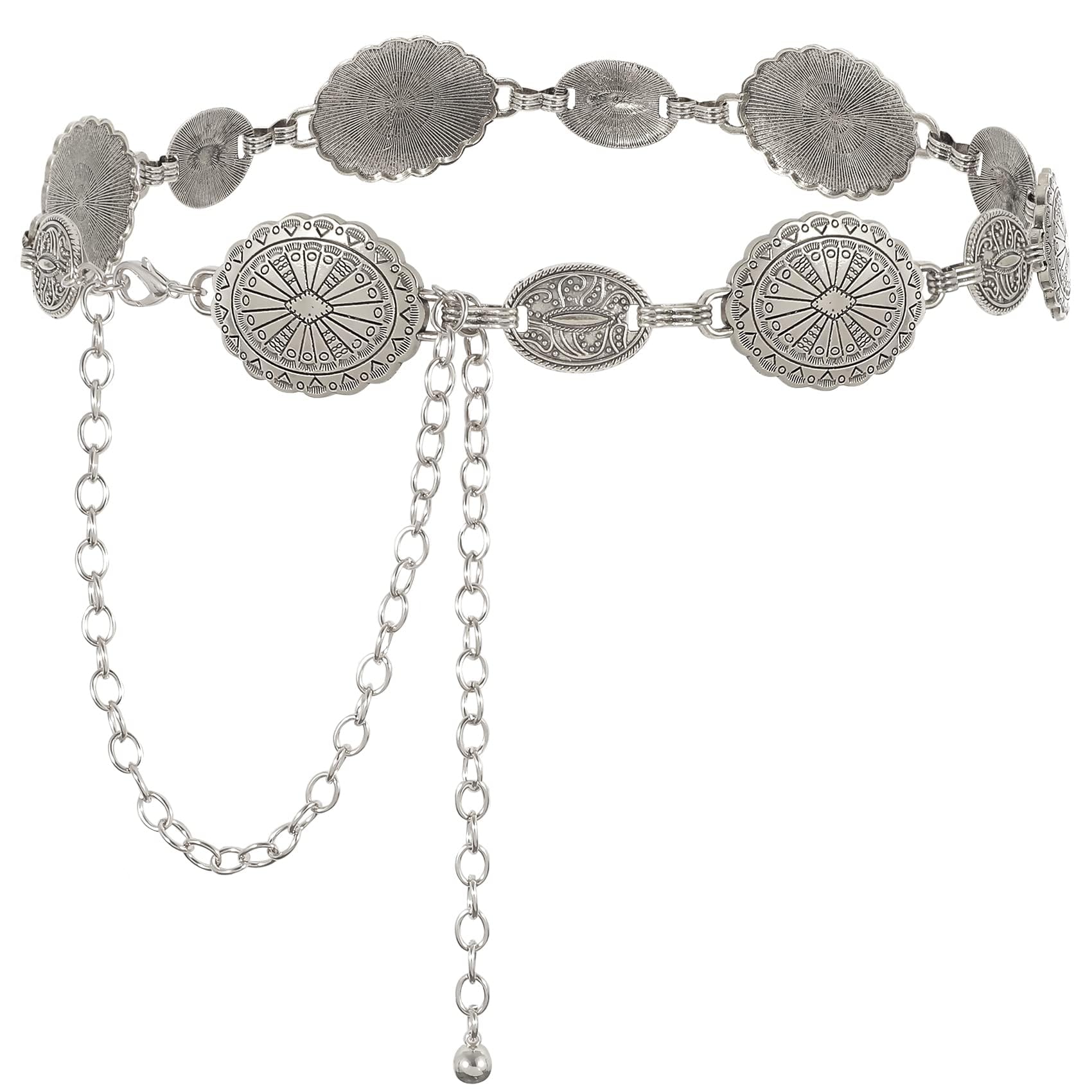 WHIPPY Damen Concho Kettengürtel taillenkette Türkis Taille Gürtel verstellbarer Metall Western Cowgirl Gürtel für Kleid