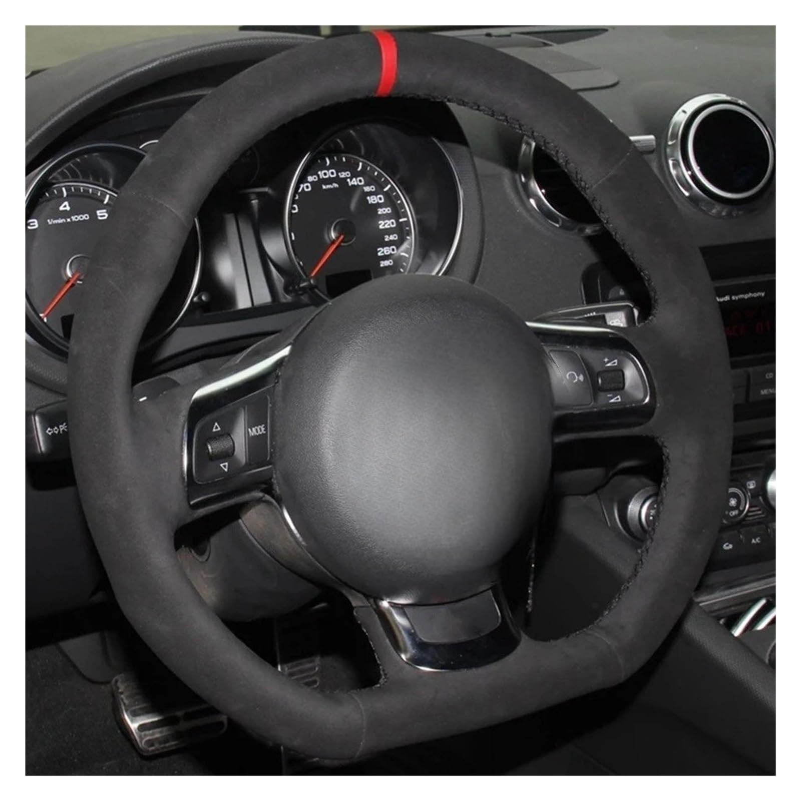 Lenkradschoner Für TT Für TTS (8J) 2006-2014 A3 S3 (8P) Für Sportback 2008-2012 R8 (42) Auto-Lenkradabdeckung DIY Rutschfestes schwarzes Wildleder Lenkrad Schutzhülle(Light Blue Thread)