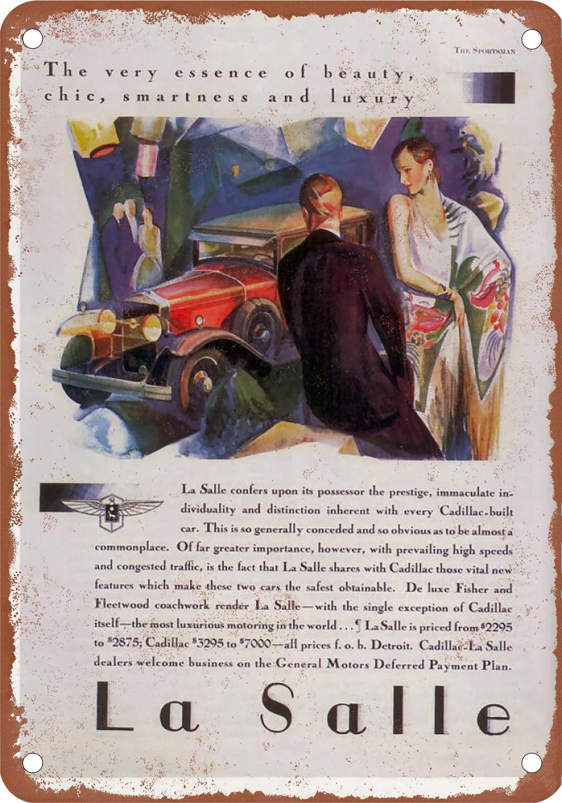 Miaomansenstore Metal Sign - 1929 Lasalle Vintage Ad 05 - Old Retro Rusty Look Home Decor
