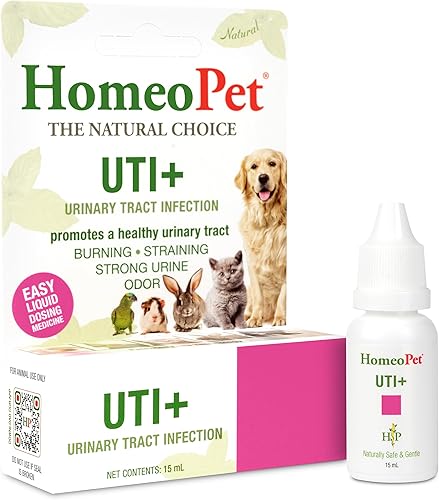 HomeoPet UTI Plus Alivio del tracto urinario, suplemento seguro y natural de infecciones urinarias para perros y gatos, 0.5 fl oz