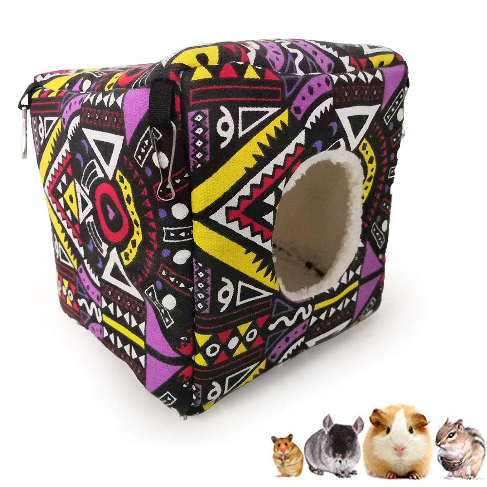 Oncpcare Cube Hamster Cotton Nest, Winter Warm Sugar Glider Bed House, Small Pet Plush Hanging Hammock for Birds Parrot Sugar Glider Ferrets Rat Hamster Squirrel Guinea Pig Chinchilla Marmosets Bunny