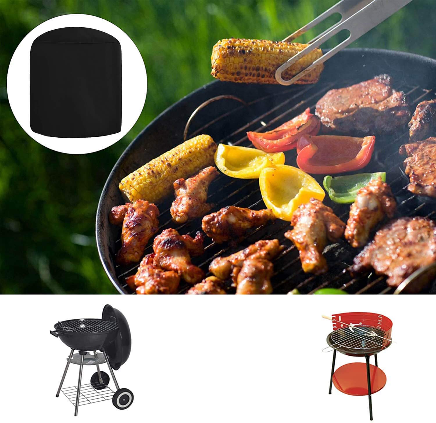 Housse Barbecue Exterieur,Housse Barbecue en Tissu Oxford 420D, Résistante aux UV et aux déchirures,Dimensions 145x61x117cm-Noir - Jardin