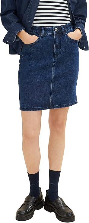 TOM TAILOR Damen 1035237 Jeansrock, 10113 - Clean Mid Stone Blue 