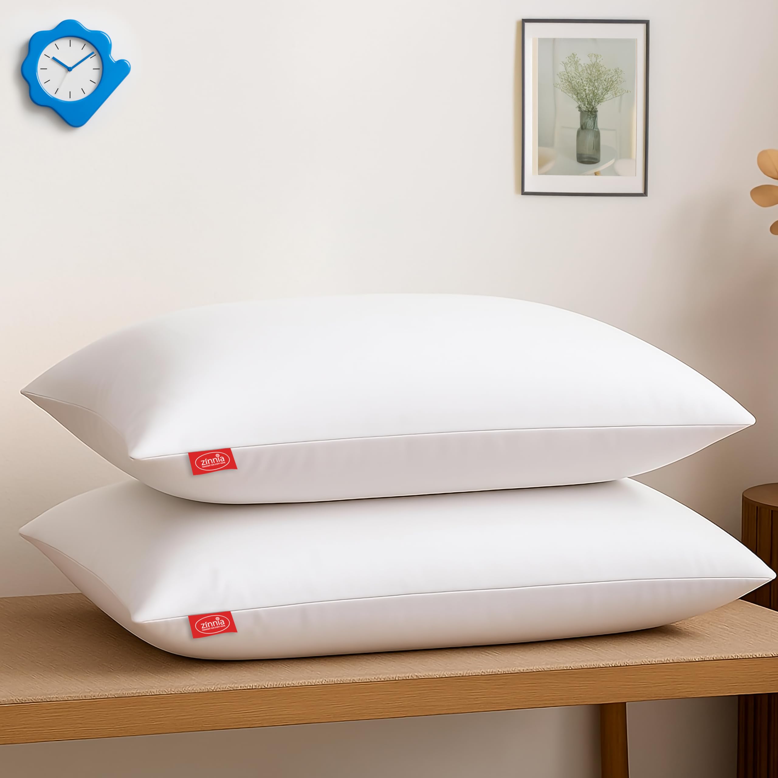 Zinnia Comfort Soft Microfiber Pillow | White | Basic Size 41 x 61 CM | Pack of 2