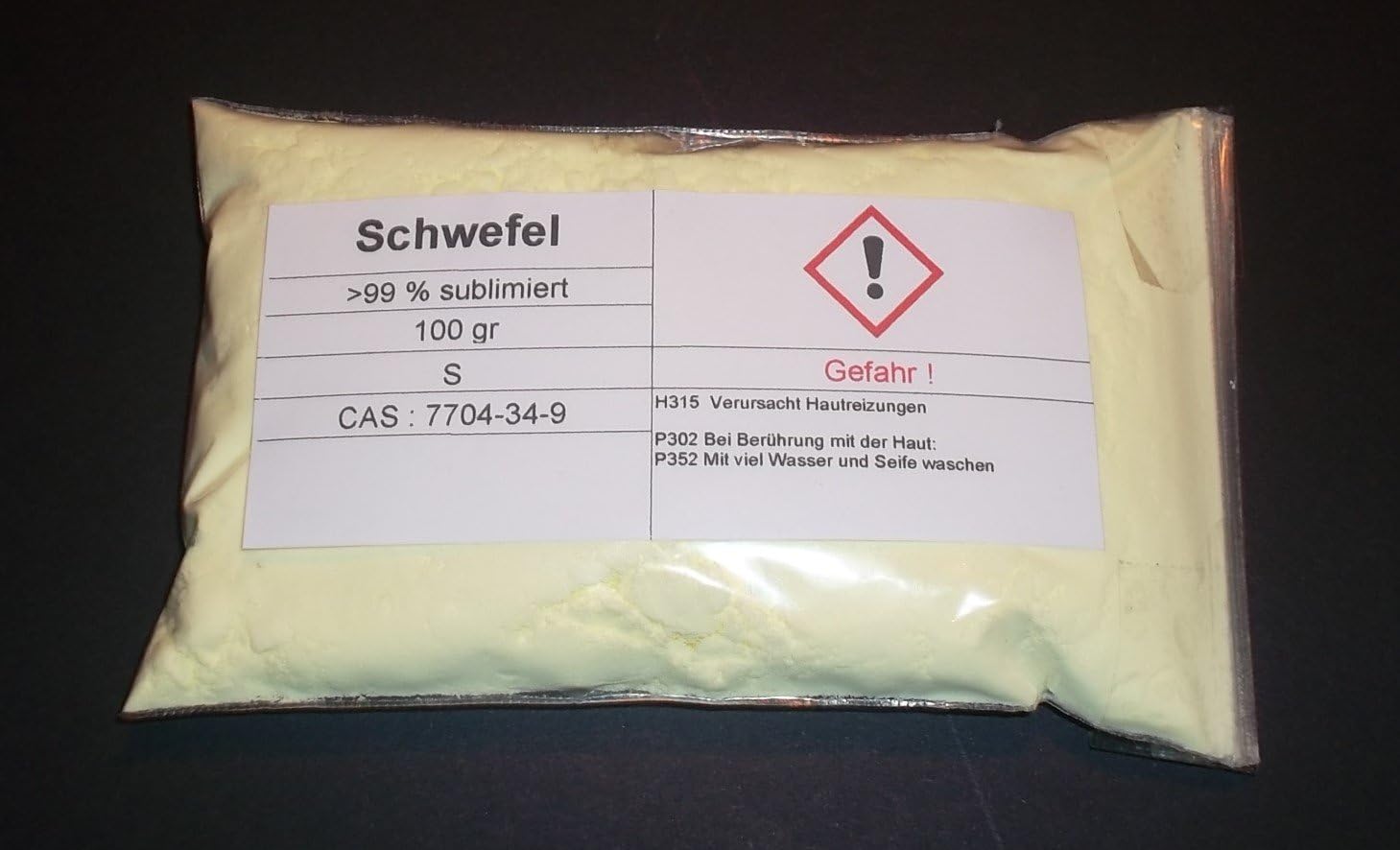 100g Flowers of Sulphur, Low Acidity, Pure; 99% for the basic collection