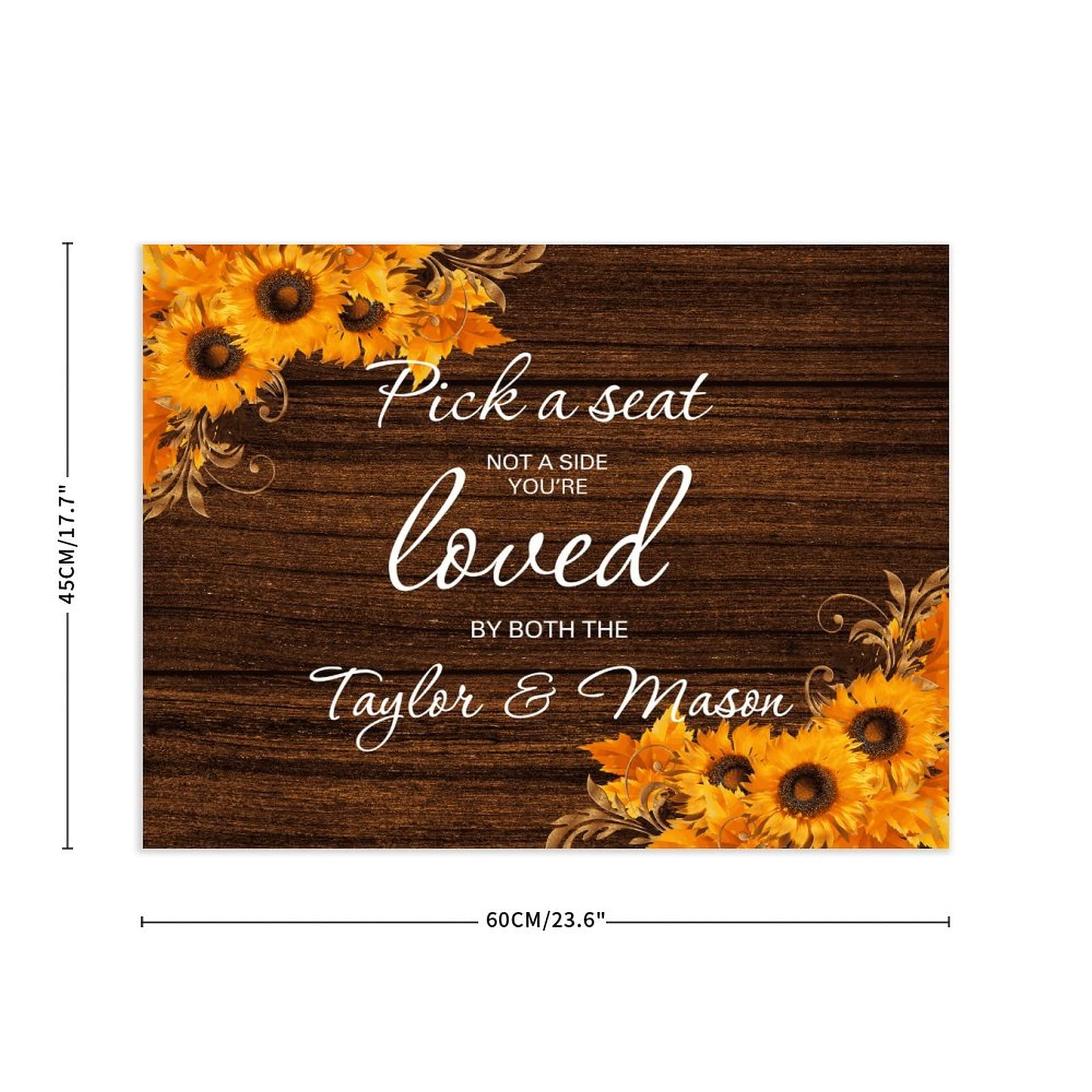 Rustikales Hochzeits-Willkommensschild, Pick A Seat Not A Side Holz-Hochzeitsschild, niedliches Probe-Abendessen, Hochzeitsschilder, Dekoration, Holzschild, Hochzeitsempfang, Poster für Zeremonie,