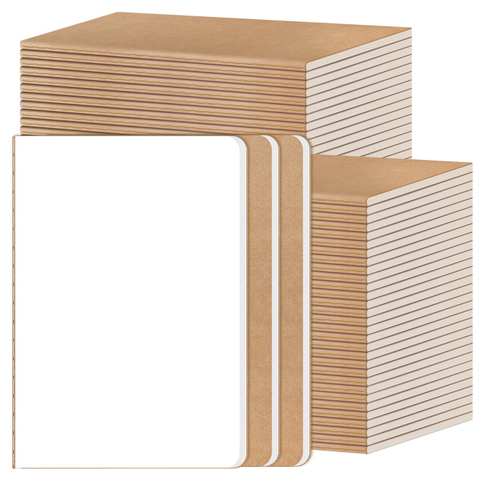 RITOLLO 52 Pack A5 Blank Notebook, Kraft Paper Cover Journals, Premium Plain Writing Pads for Drawing Sketching Creative Projects (52 PACK)