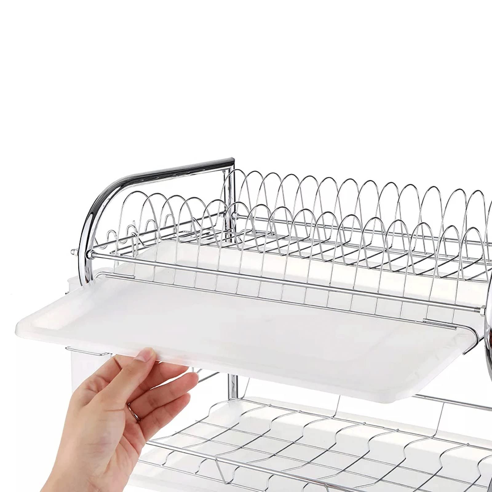 Scolapiatti, organizer da cucina, portapiatti e scolapiatti per lavello, ripiano salvaspazio per taglieri e utensili, resistente ed elegante