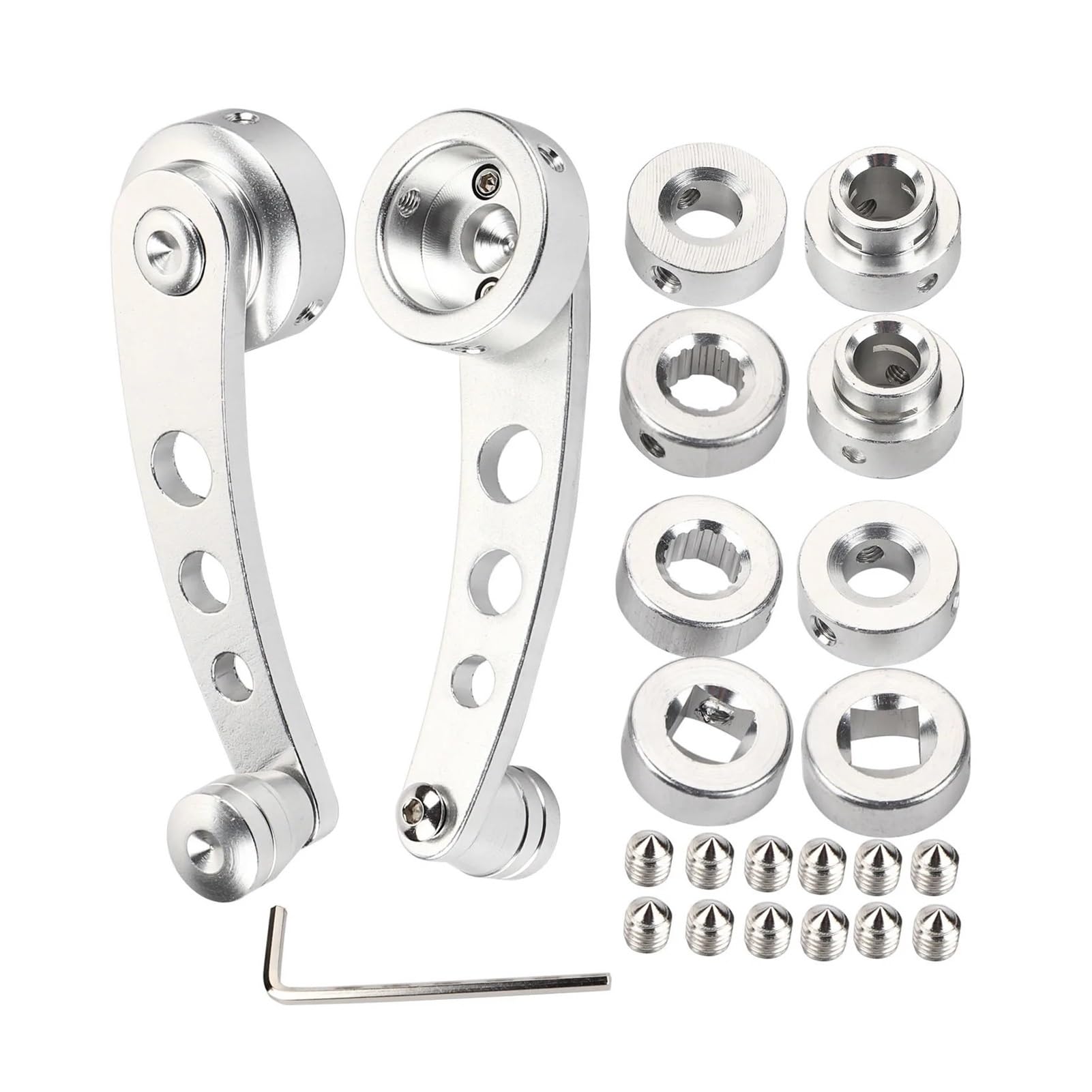 KIRYU Regulator for Chevrolet Classic Car 2Piece Car Interior Manual Door Window Winder Riser Handle Crank Replacement Truck(Silver)