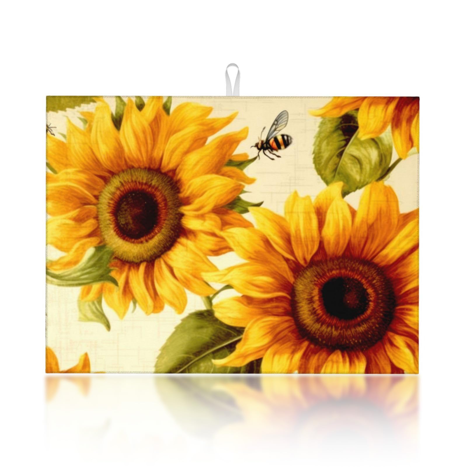 Sunflower Large Dish Drying Mats For Kitchen Counter Microfiber Kitchen Drying Mat XL Draining Pad Absorbent Quick Drying Dish Mat 18x24 Inch