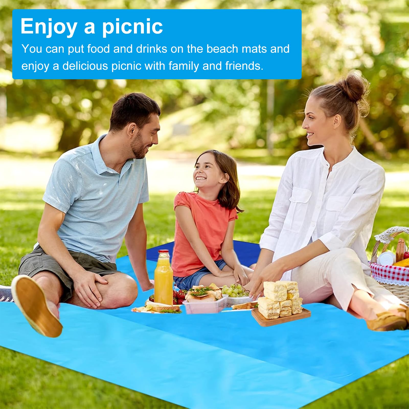 Couverture De Plage Anti Sable Tapis De Plage Imperméable 210 X 200 Cm 4 Coins De Fixation Tapis Natte De Plage Pour Plage Vo[c1] - Maison