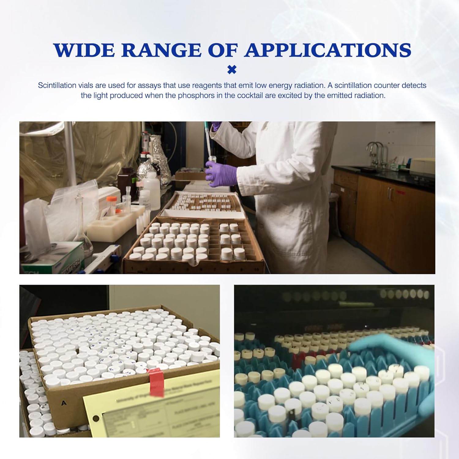 ALWSCI 20 ml HDPE Scintillation Vials, Liquid Sample Scintillation Counting Vials, 22-400 White Screw Cap, Silver Aluminum Foil PE Liner, 100 PCS