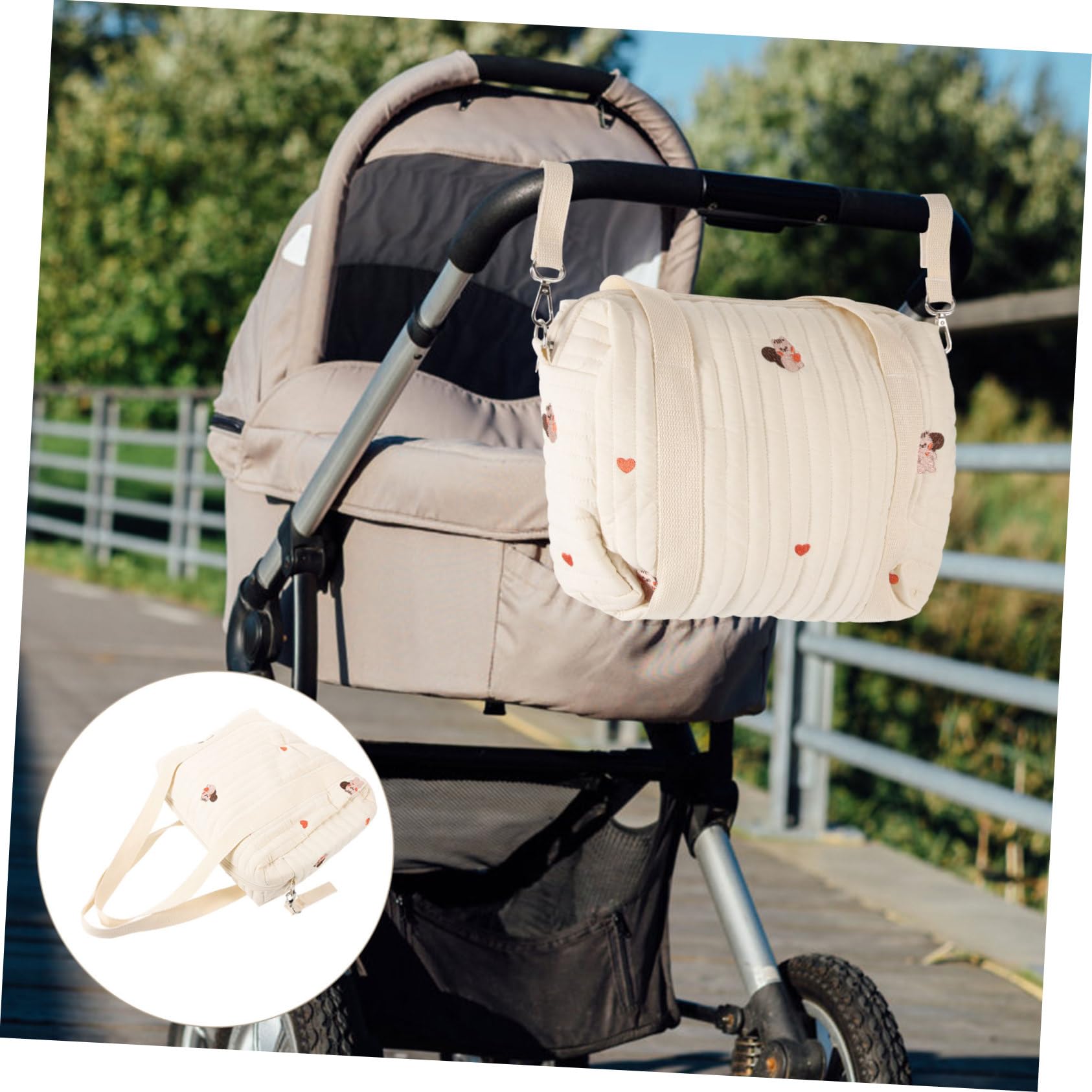 VICASKY Borsa per Pannolini Portatile in Cotone Borsa per Passeggino per Viaggio per Pannolini e Panni