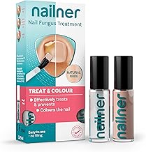 Nailner Treat & Colour Anti Fungal Nail Treatment Brush 2 x 5 ml Duo Pack for Toenails and Breathable Nail Varnish - Conceal, Treat & Prevent Fungus Nail Infection - Nude Pink