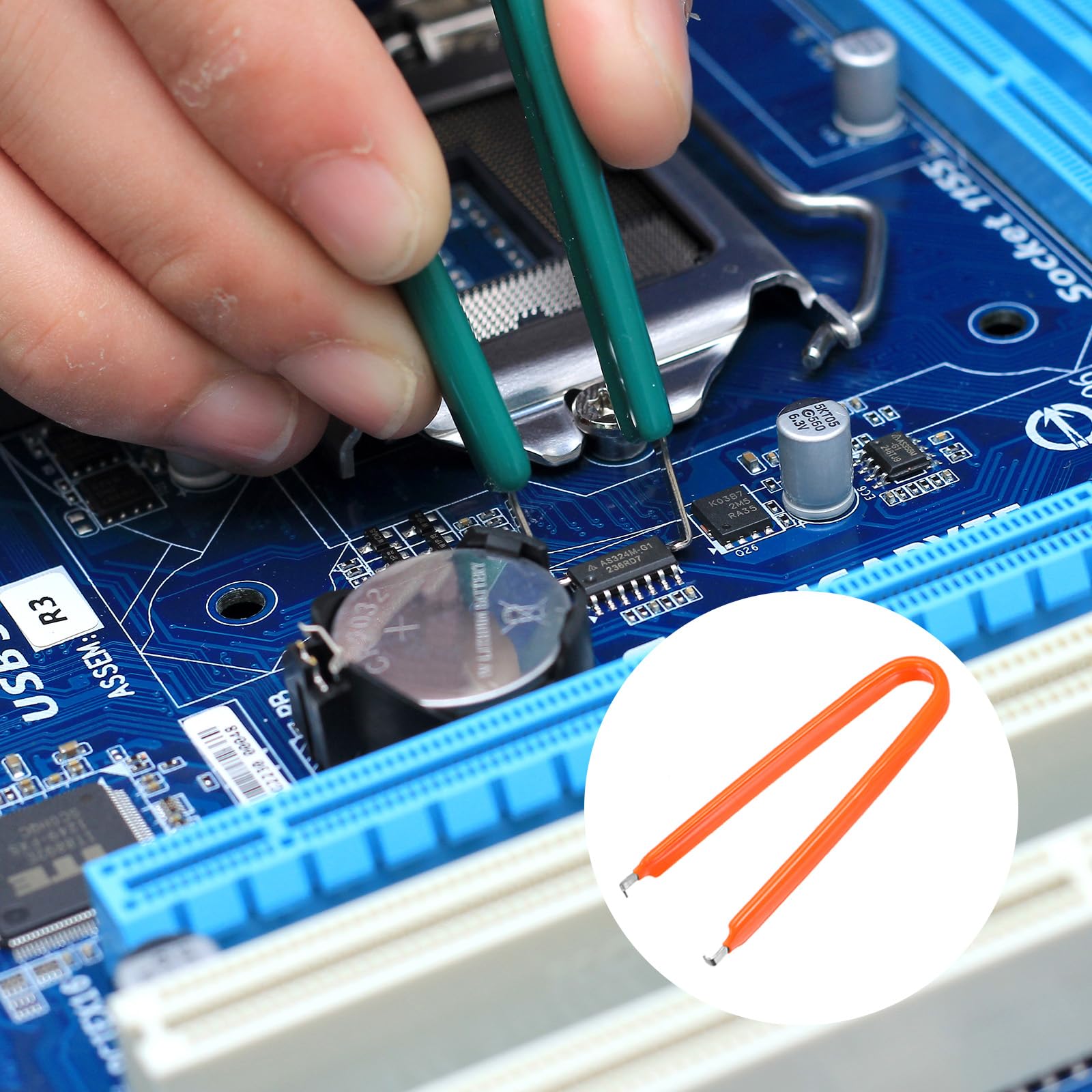 QUARKZMAN Estrattore di Chip Ic 100 Mm in Acciaio Inossidabile con Estrattore per Interruttore Chip Ic a Forma di U Arancione per Scheda Madre Componente, 2pz