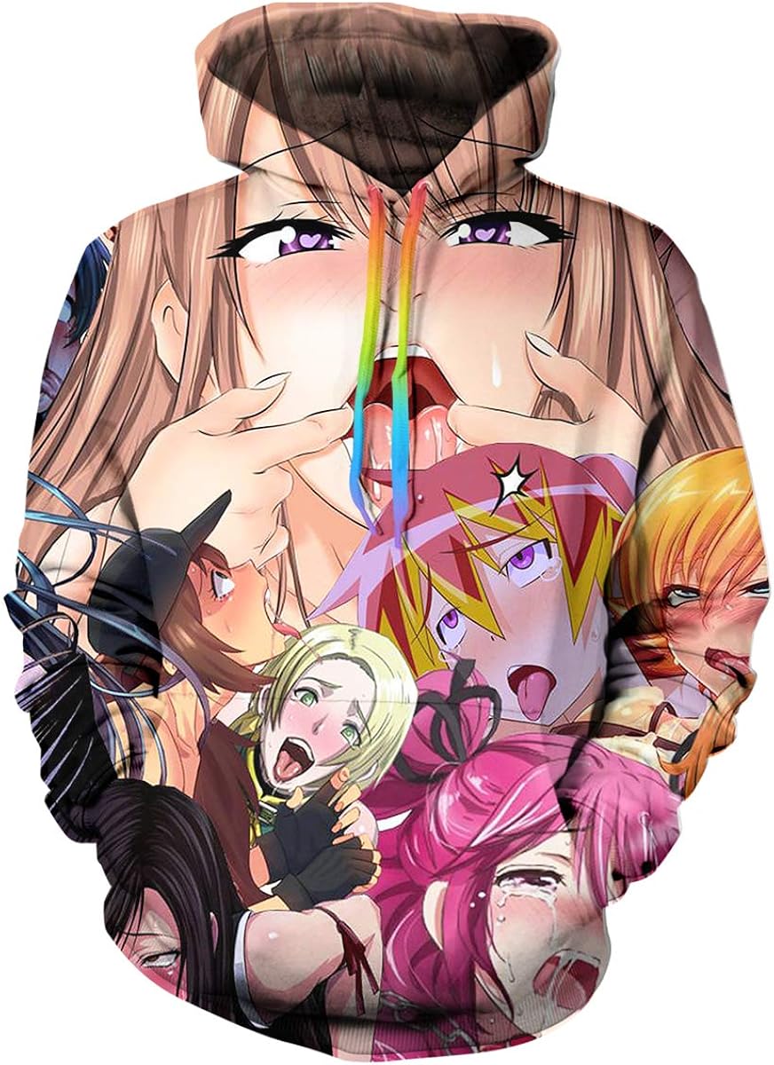 VOSGA Hoodie for Men, Long Sleeve Hooded 3D Print Pullover Sweatshirt with Pockets