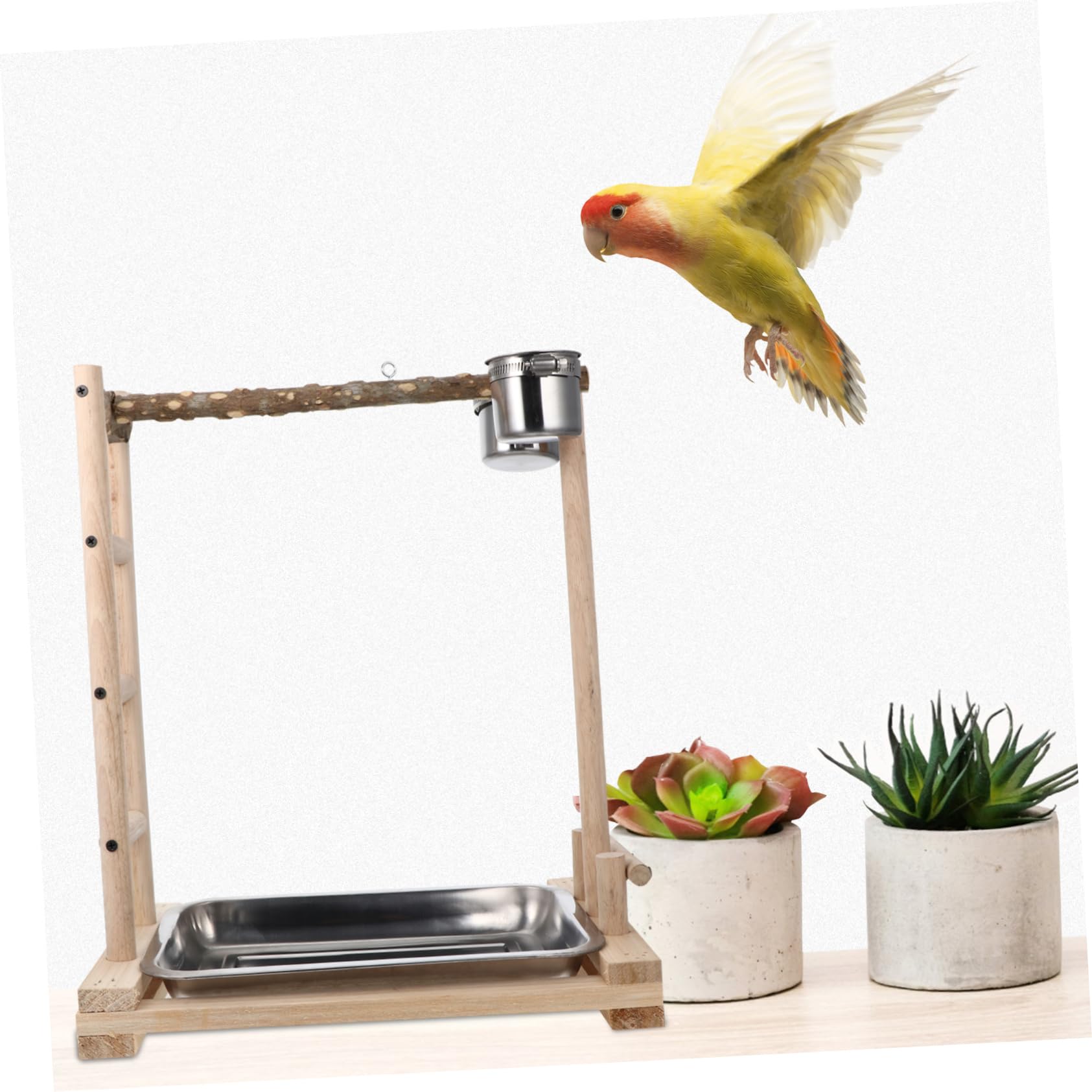 HANABASS Bird Stands for Parrots Climbing Ladder Training Ladder Educational Toy Stainless Steel Bowl Feeder