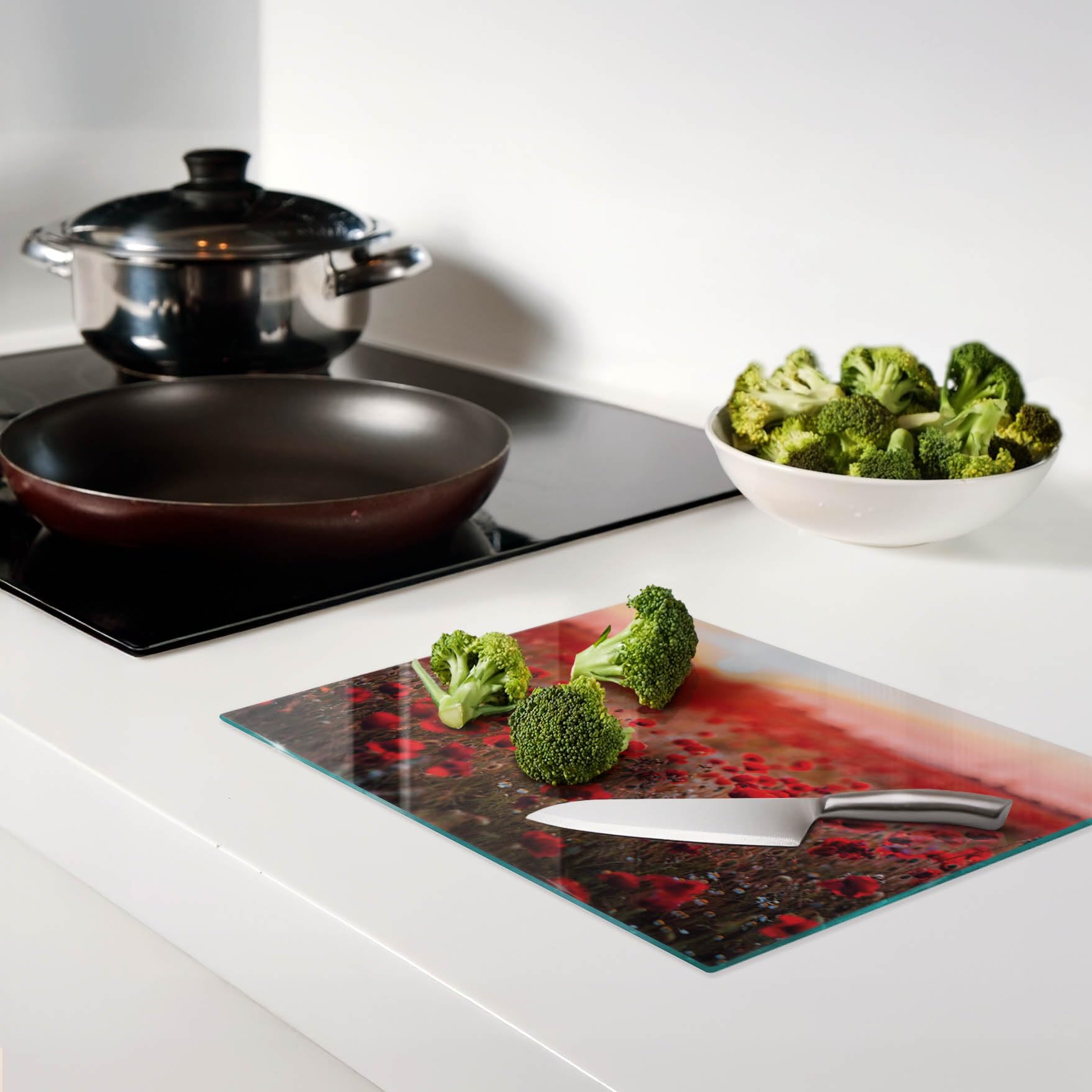Modello termoresistente: Tagliere in vetro 40x30 cm Campo di papaveri