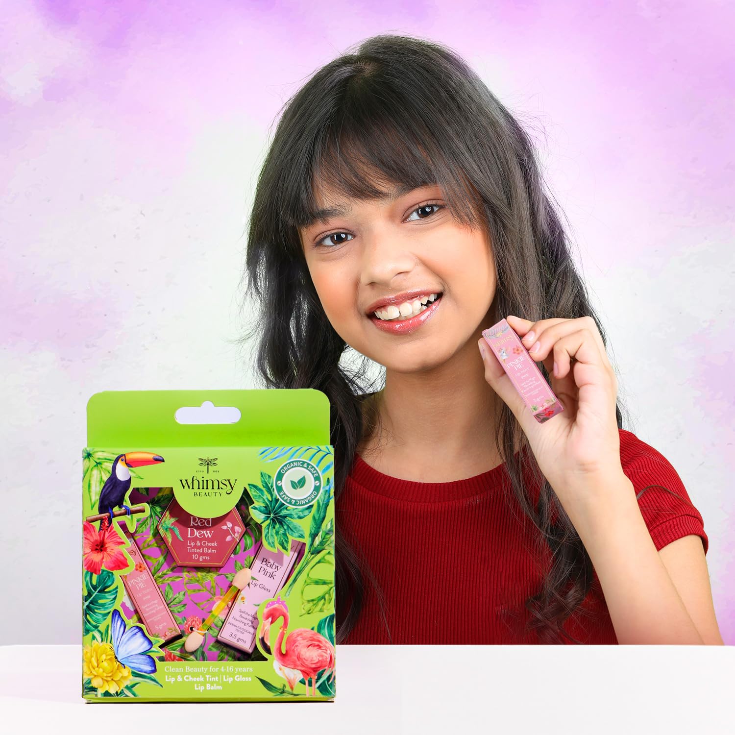 Whimsy Beauty Organic & Safe Kids Makeup Kit | Safe, Non-Toxic Beauty Set for Girls | Includes Lip Balm, Lip Gloss & Lip & Cheek Tint | Vegan & Cruelty-Free (Pack of 3) 4