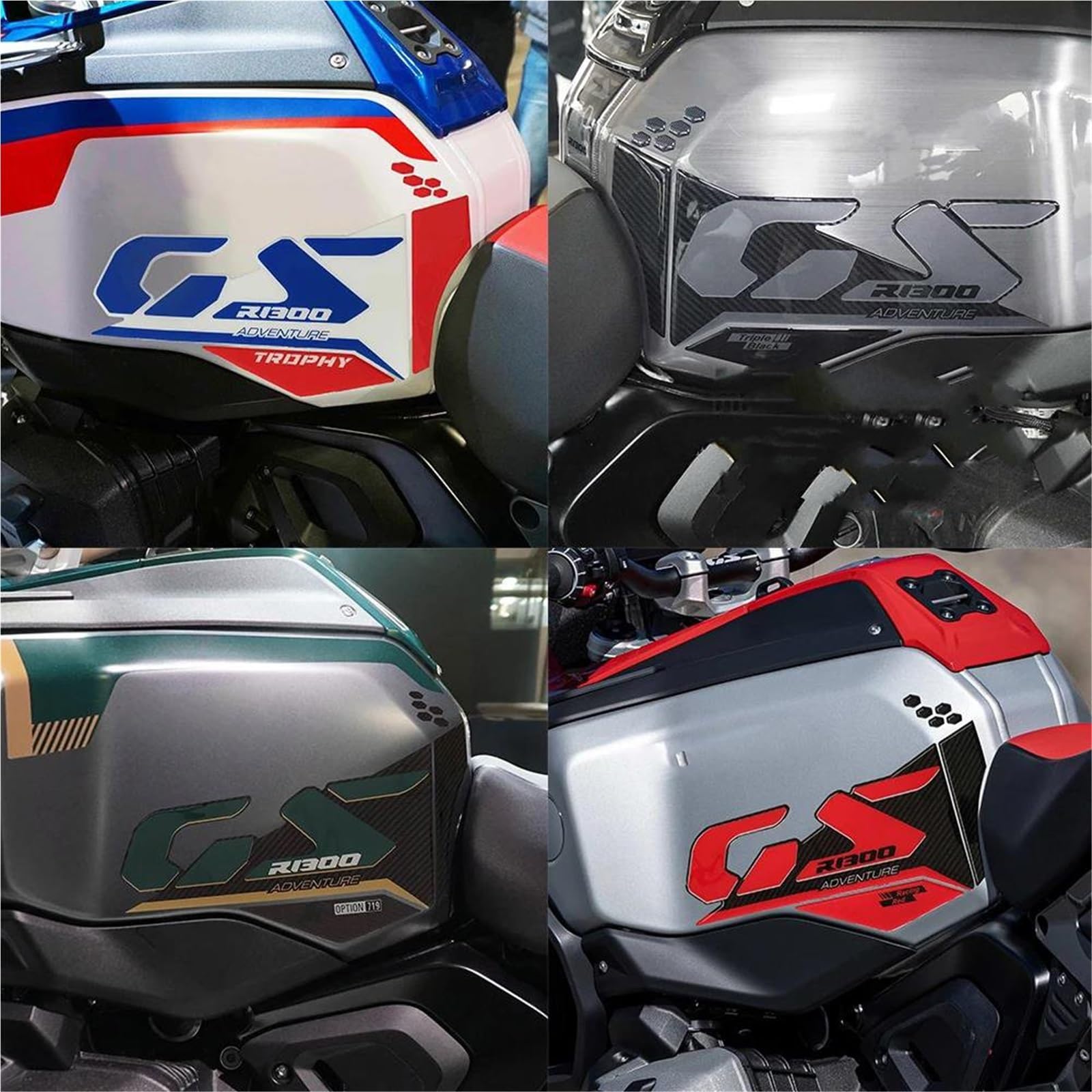 Autocollant Moto pour Protection Latérale De Réservoir pour BMW R 1300 GS Adventure R1300GS ADV 2024-2025 GS1300 ADV Protection RéServoirs(Bleu)
