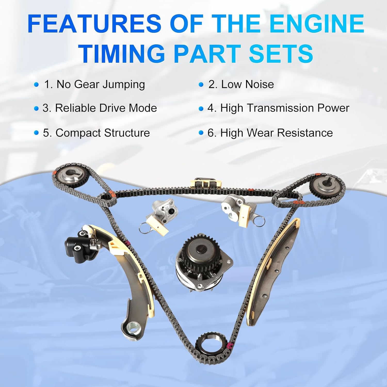VQ35DE Engine Timing Chain Water Pump Kit Fits for Infiniti FX35 03-08/ G35 03-07/ I35 02-04/ M35 06-08, for Nissan 350Z 03-06/ Altima 02-04/ Maxima 02-03/ Murano 03-07 3.5L V6 DOHC OE TKNI035