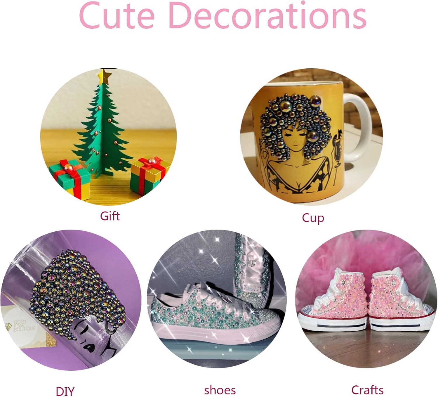 1200PCS Flat Back Half Round Pearls, 6mm White AB Pearls Gems Beads for Crafts, Jewelry Making, Shoes, Cup, Nail Art Decoration - Image 7