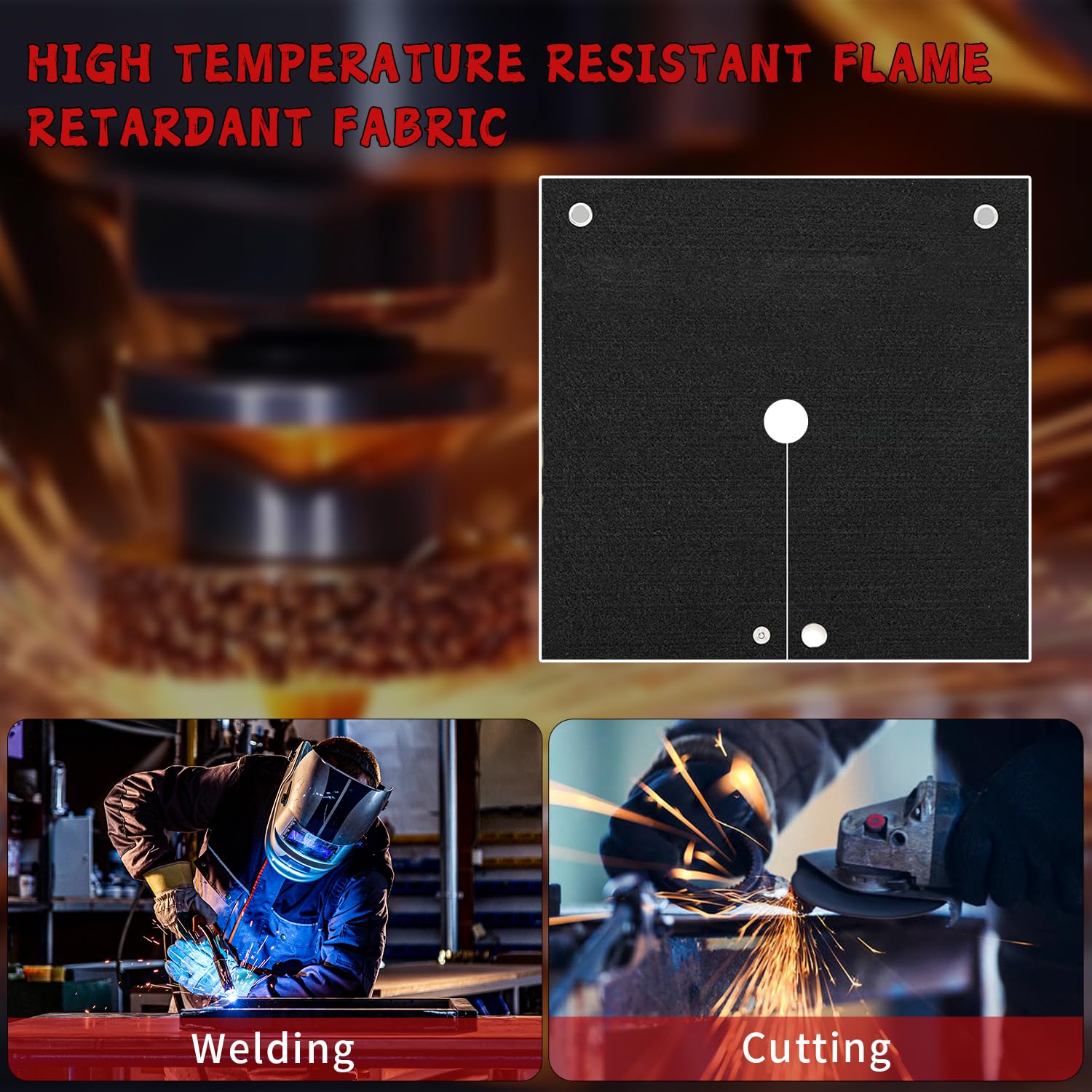 kaidun HVAC Tools Couverture de soudage ignifuge, 30,5 x 30,5 cm, bouclier thermique de brasage pour torche, tapis de soudure de 0,6 cm avec trou pour plombiers, tampon de soudage en tissu pour tuyau