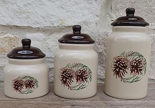 BLACK FOREST DECOR Pinecone Bough Canisters - Set of 3