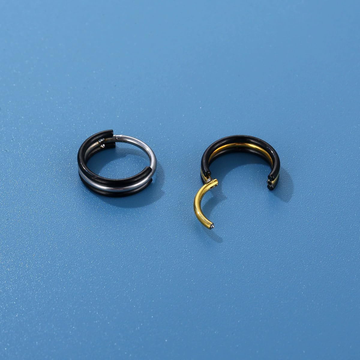 16G G23 Titanium Nose Septum Rings for Women Men Hypoallergenic Septum Jewelry Black Hoop Nose Rings Hinged Segment Hoops Conch Helix Cartilage Earrings Body Piercing Jewelry 8mm 10mm - Image 5