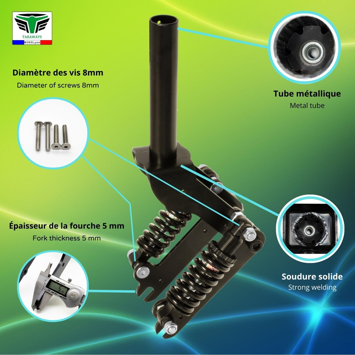Horquilla amortiguadora delantera compatible con patinete Xiaomi M365/1S / Essential Lite/Pro/Pro 2