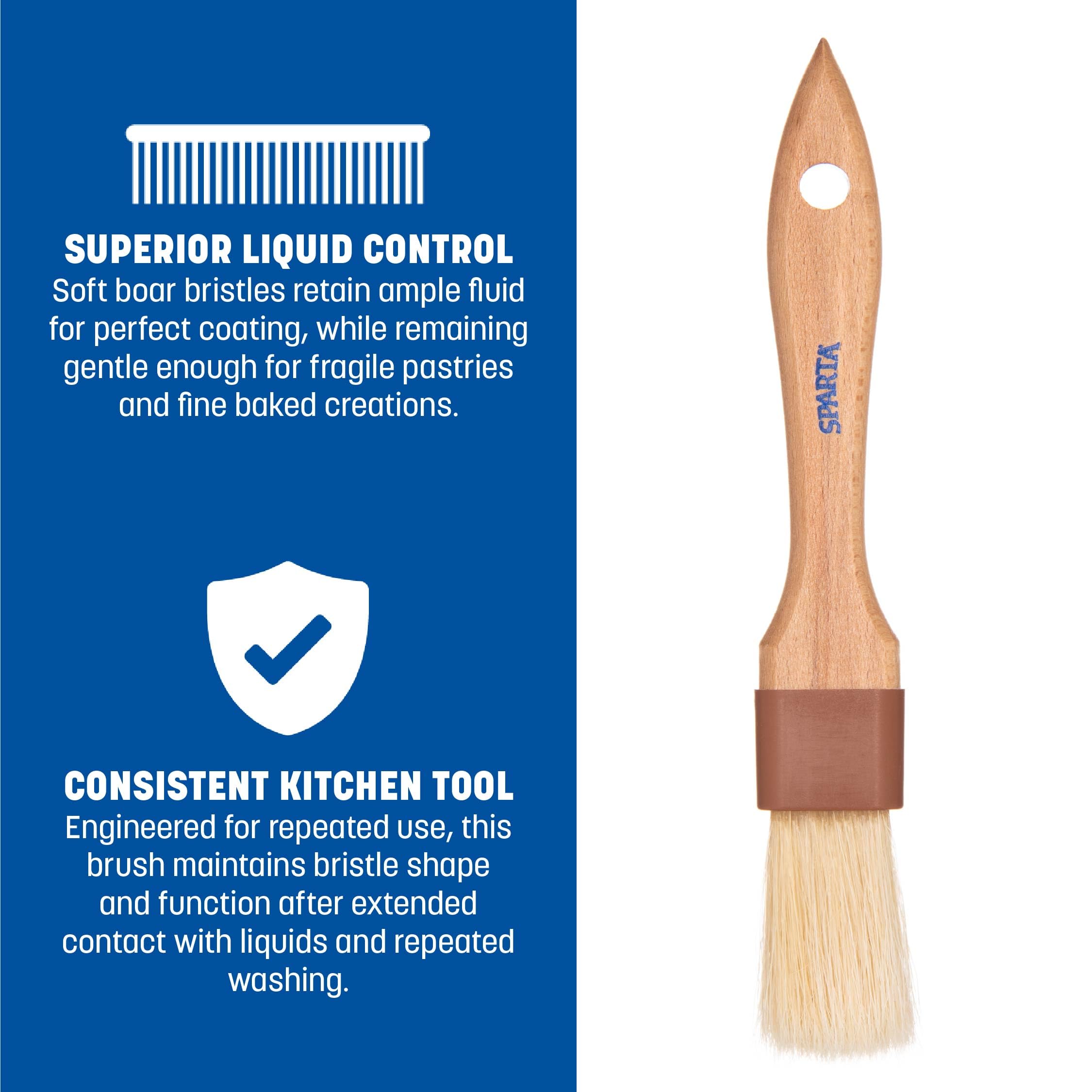 Carlisle Sparta Pastry Basting Brush, Boar Bristles, Hardwood Handle