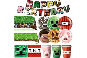 Minecraft Birthday Decorations | 123 Pieces Minecraft Party Supplies Decorations for Boys Girls