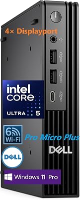 Dell Pro Micro Mini Desktop, AI PC with Intel Core Ultra 5 235T (14-Core, 13 Tops NPU), 64GB DDR5 RAM, 1TB PCIe SSD, WiFi 6, Windows 11 Pro - for Business Office Home & Multi-Monitor Workstations