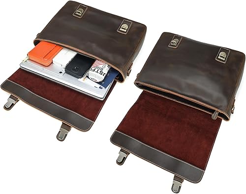 Miniatura 4 de Polare - Maletín vintage de cuero de grano completo profesional de 16 pulgadas para laptop con cremalleras de metal YKK (marrón oscuro)