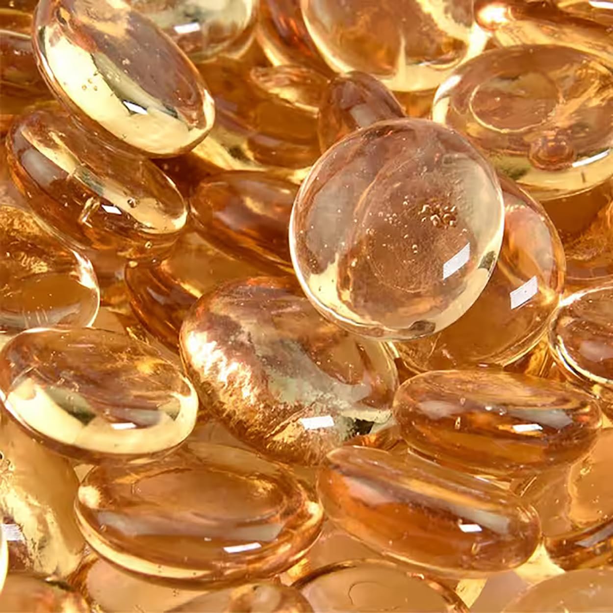 Champagne Color Glass Gems Stones/Pebbles for Home & Garden Décor, Aquarium Décor, Vase Filler, Marble & Gravel Planted Substrate (Champagne, 450 gm) (Champagne)