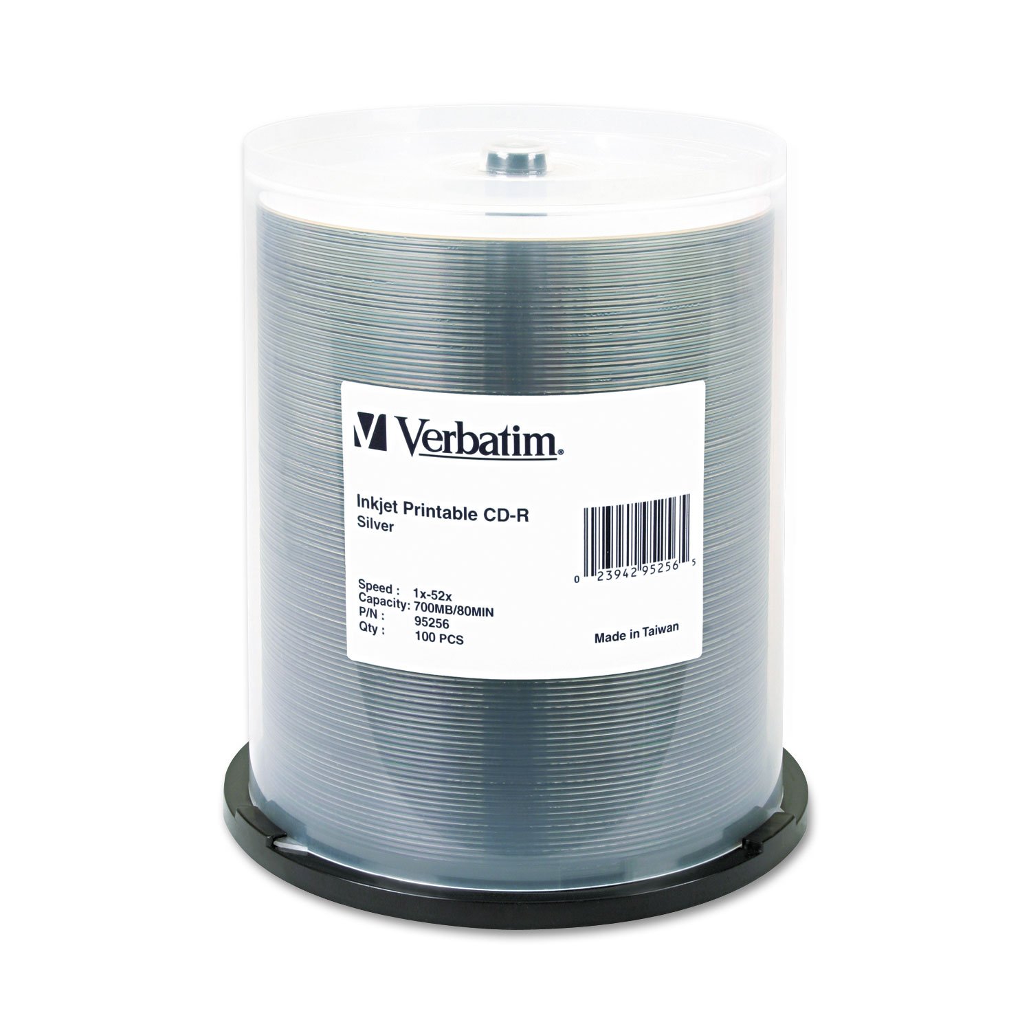 VerbatimCD-R 700MB 52X Silver Inkjet Printable Recordable Media Disc - 100pk Spindle