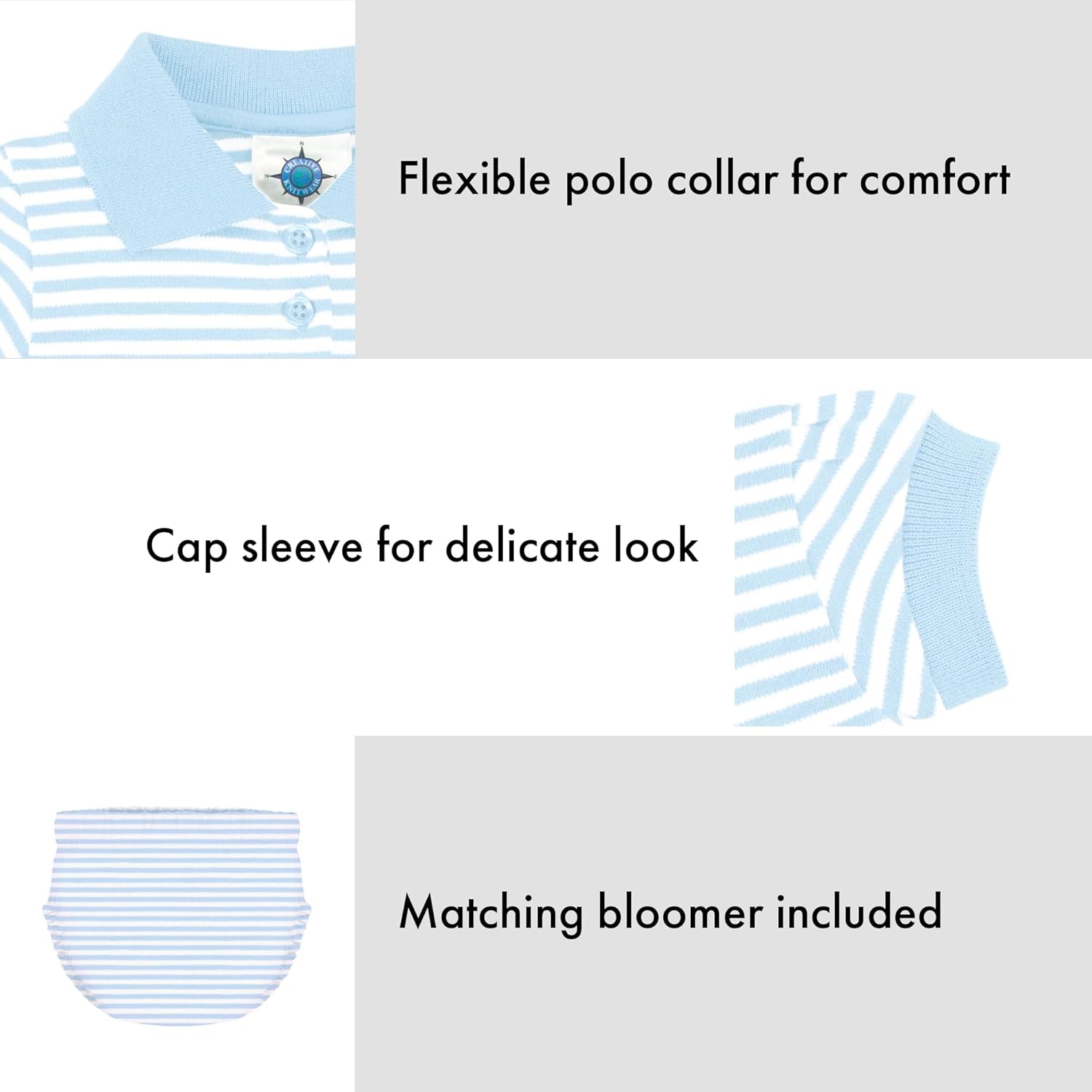 Creative Knitwear College Baby Polo Dress w/Bloomer - Team Logo, Multiple Colors, for Baby Girls (0-12 Months)