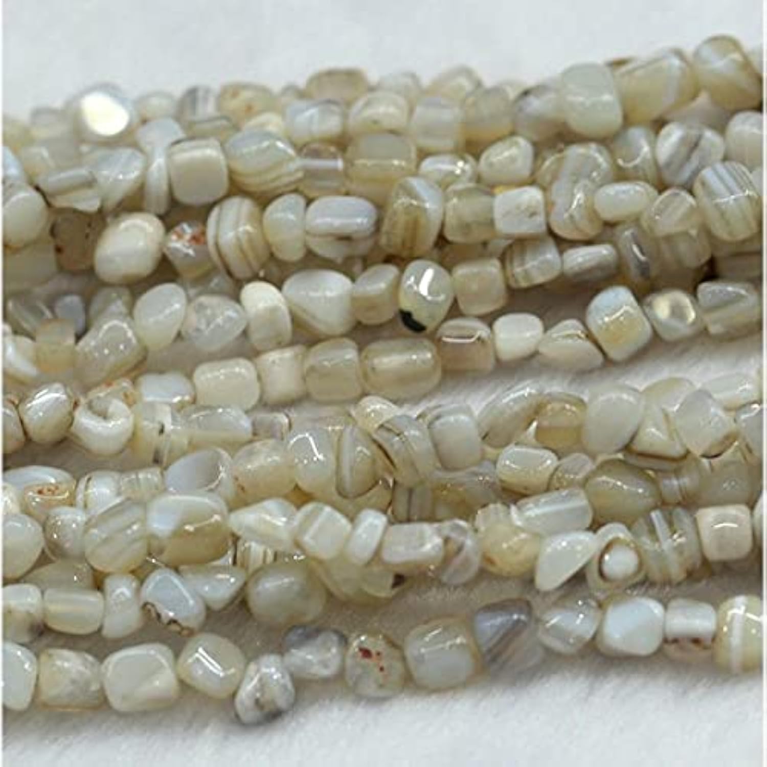 Agate dentelle blanche perles irrégulières 3x5mm créations colliers bohèmes d'été