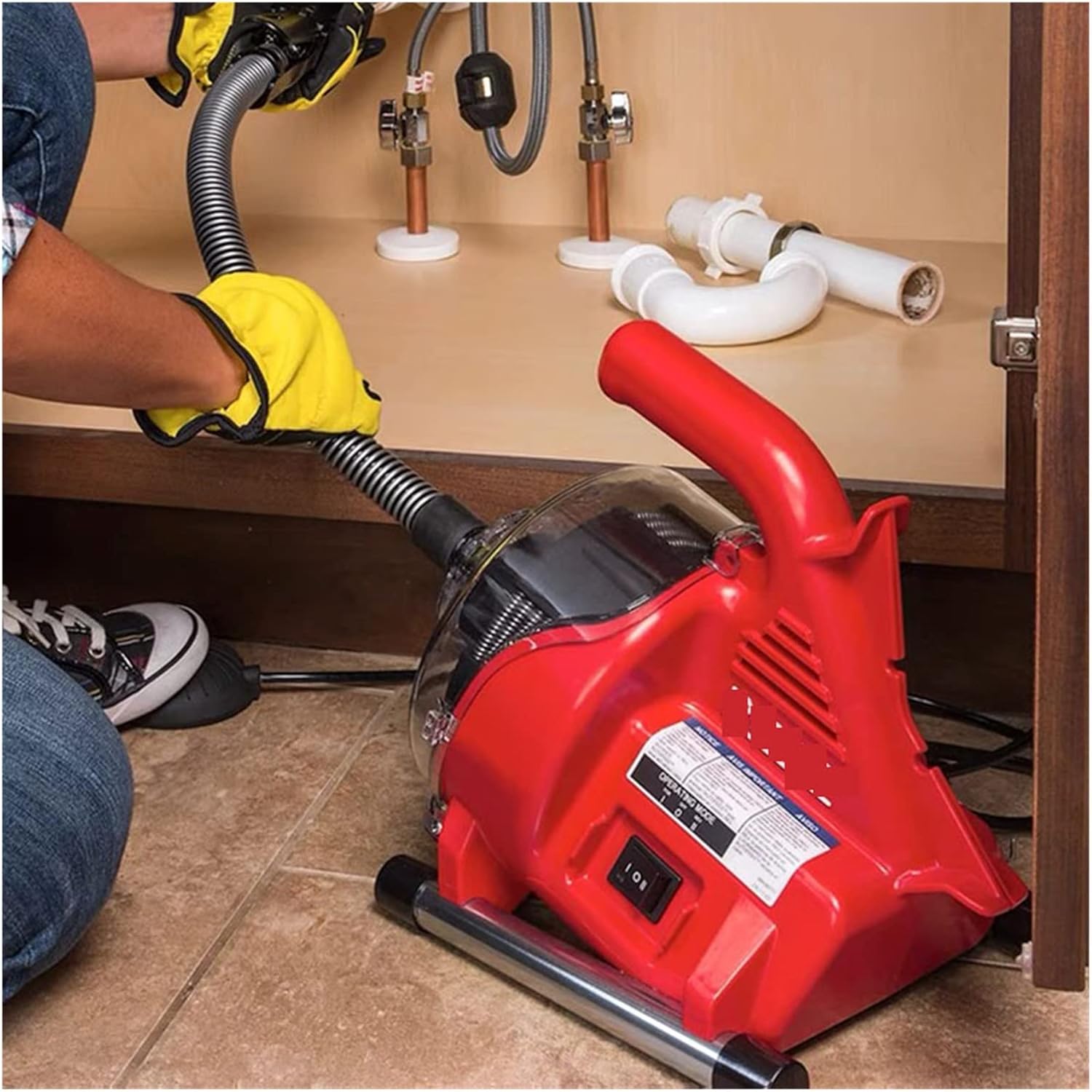 FENVY Electric Sewer Pipe Dredging Machine Toilet Kitchen 19-28MM Pipe Cleaning Machine Pipe Dredger Drain Cleaner 120W with High Efficiency